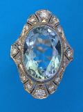 Stylish Aquamarine And Diamond Cocktail Ring.